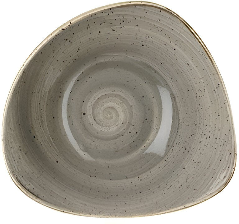Churchill - 7.25" Super Vitrified Stonecast Peppercorn Grey Triangle Bowl, Pack of 12 - SPGSTRB71