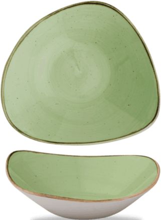 Churchill - 7.25" Super Vitrified Stonecast Sage Green Triangle Bowl, Pack of 12 - SSASTRB71