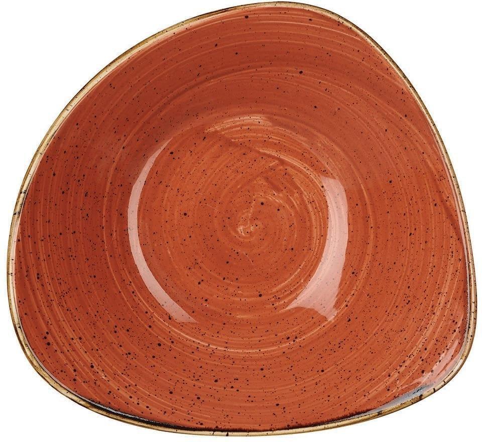 Churchill - 7.25" Super Vitrified Stonecast Spiced Orange Triangle Bowl, Pack of 12 - SSOSTRB71