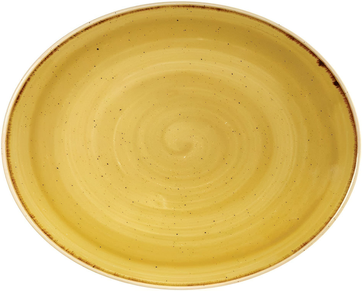 Churchill - 7.5" Super Vitrified Stonecast Mustard Seed Yellow Oval Coupe Plate, Pack of 12 - SMSSOP71