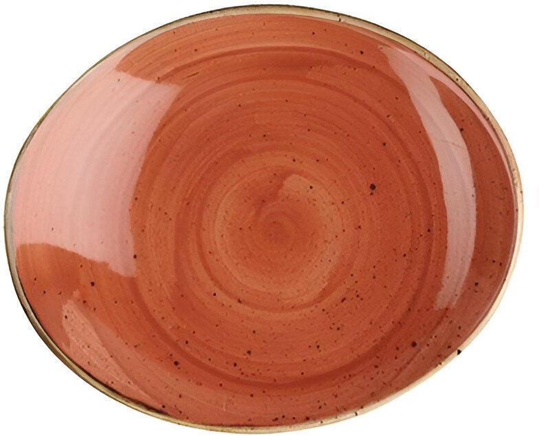 Churchill - 7.5" Super Vitrified Stonecast Spiced Orange Oval Coupe Plate, Pack of 12 - SSOSOP71