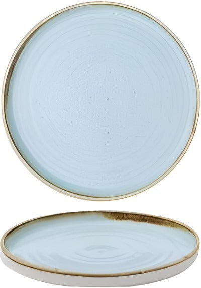 Churchill - 8.2" Super Vitrified Stonecast Duck Egg Blue Chefs' Walled Plate, Pack of 6 - SDESWP211