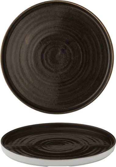 Churchill - 8.2" Super Vitrified Stonecast Patina Iron Black Chefs' Walled Plate, Pack of 6 - PAIBWP211