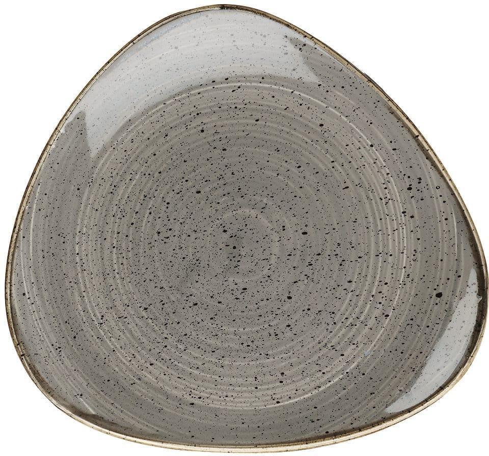 Churchill - 9" Super Vitrified Stonecast Peppercorn Grey Triangle Plate, Pack of 12 - SPGSTR91