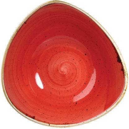 Churchill - 9.25" Super Vitrified Stonecast Berry Red Triangle Bowl, Pack of 12 - SBRSTRB91