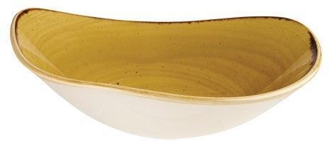 Churchill - 9.25" Super Vitrified Stonecast Mustard Seed Yellow Triangle Bowl, Pack of 12 - SMSSTRB91