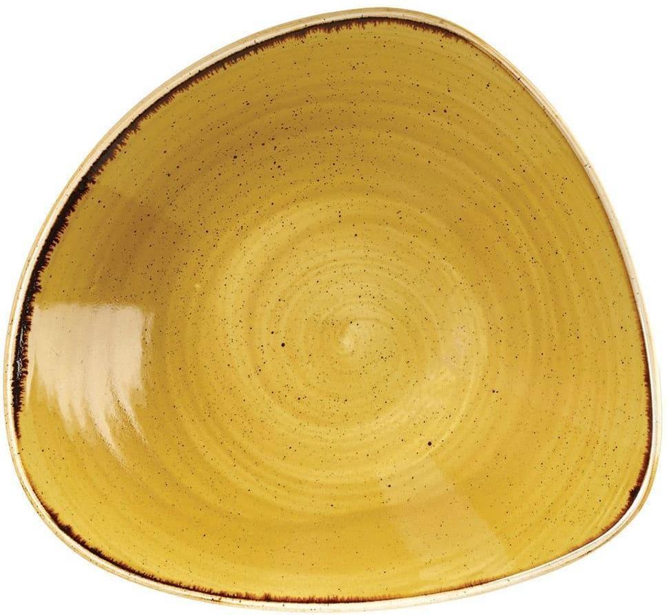 Churchill - 9.25" Super Vitrified Stonecast Mustard Seed Yellow Triangle Bowl, Pack of 12 - SMSSTRB91