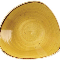 Churchill - 9.25" Super Vitrified Stonecast Mustard Seed Yellow Triangle Bowl, Pack of 12 - SMSSTRB91