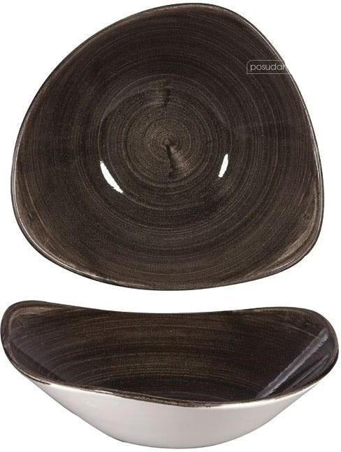 Churchill - 9.25" Super Vitrified Stonecast Patina Iron Black Triangle Bowl, Pack of 12 - PAIBTRB91
