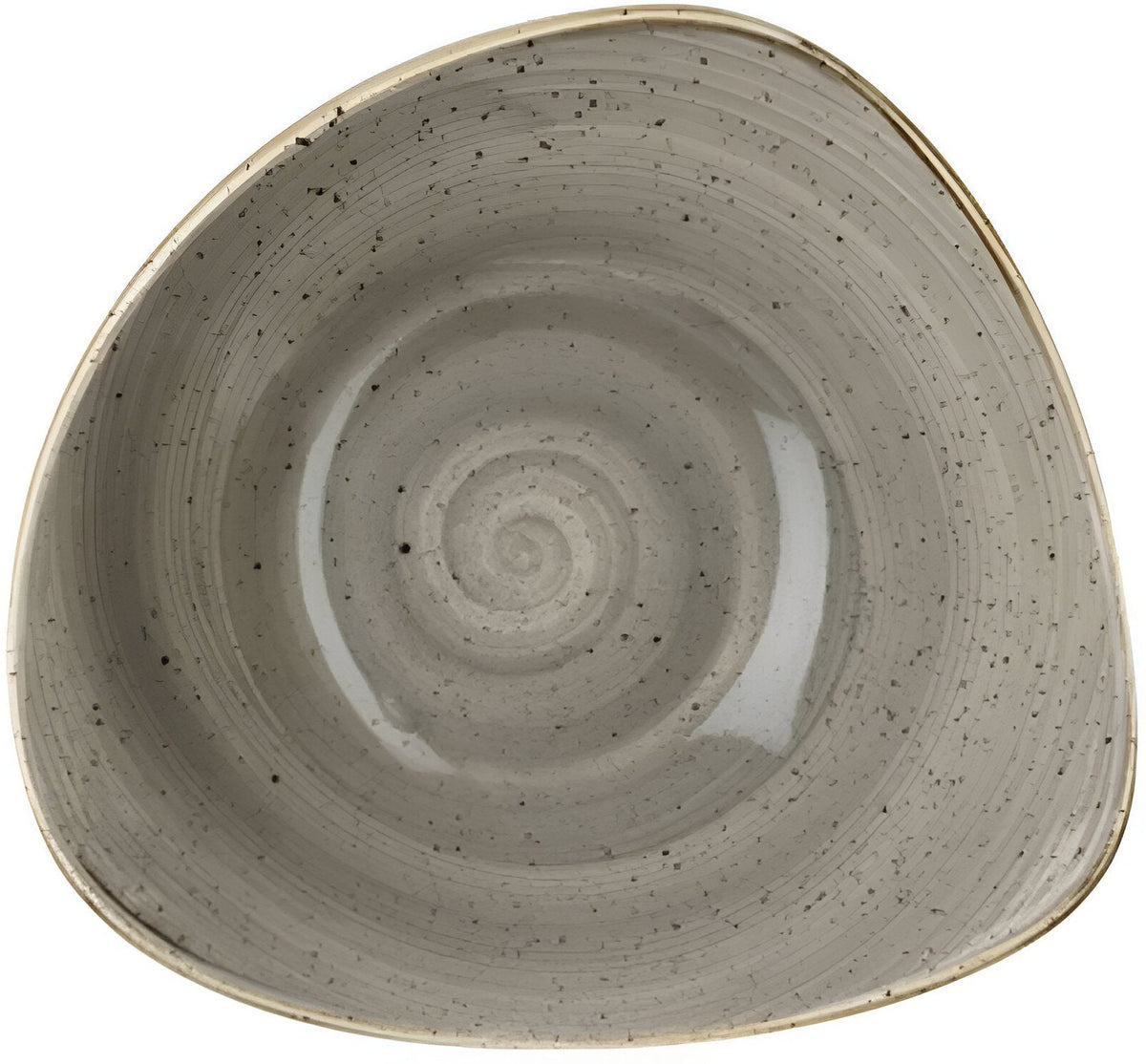 Churchill - 9.25" Super Vitrified Stonecast Peppercorn Grey Triangle Bowl, Pack of 12 - SPGSTRB91