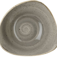 Churchill - 9.25" Super Vitrified Stonecast Peppercorn Grey Triangle Bowl, Pack of 12 - SPGSTRB91