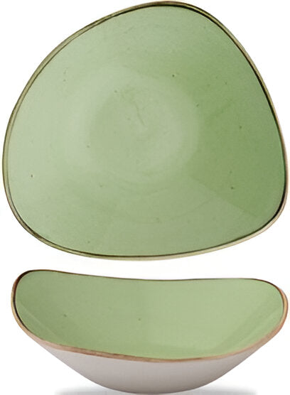 Churchill - 9.25" Super Vitrified Stonecast Sage Green Triangle Bowl, Pack of 12 - SSASTRB91