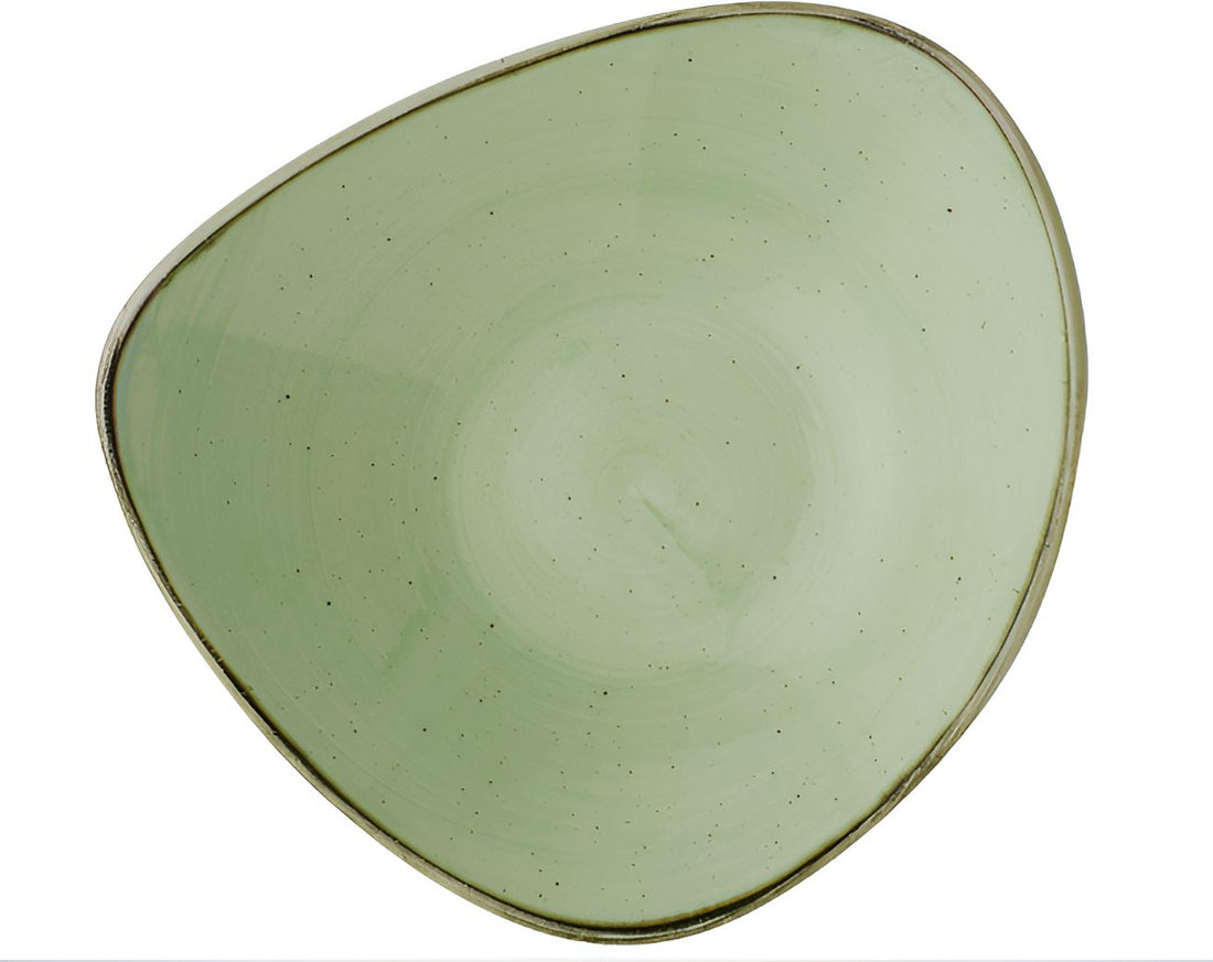 Churchill - 9.25" Super Vitrified Stonecast Sage Green Triangle Bowl, Pack of 12 - SSASTRB91