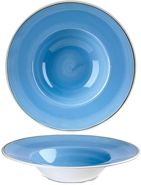 Churchill - 9.5" Super Vitrified Stonecast Cornflower Blue Wide Rim Bowl, Pack of 12 - SCFSVWBM1