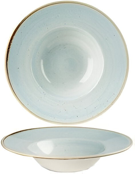 Churchill - 9.5" Super Vitrified Stonecast Duck Egg Blue Wide Rim Bowl, Pack of 12 - SDESVWBM1