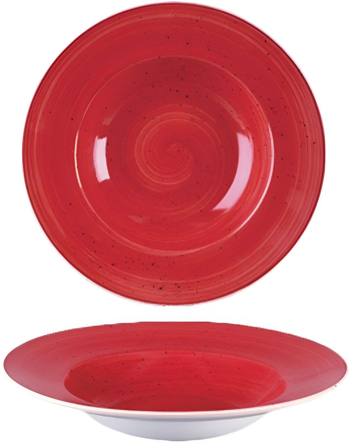Churchill - 9.5" Super Vitrified Stonecast Mustard Berry Red Wide Rim Bowl, Pack of 12 - SBRSVWBM1