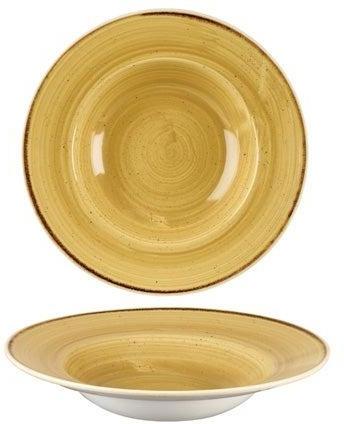 Churchill - 9.5" Super Vitrified Stonecast Mustard Seed Yellow Wide Rim Bowl, Pack of 12 - SMSSVWBM1