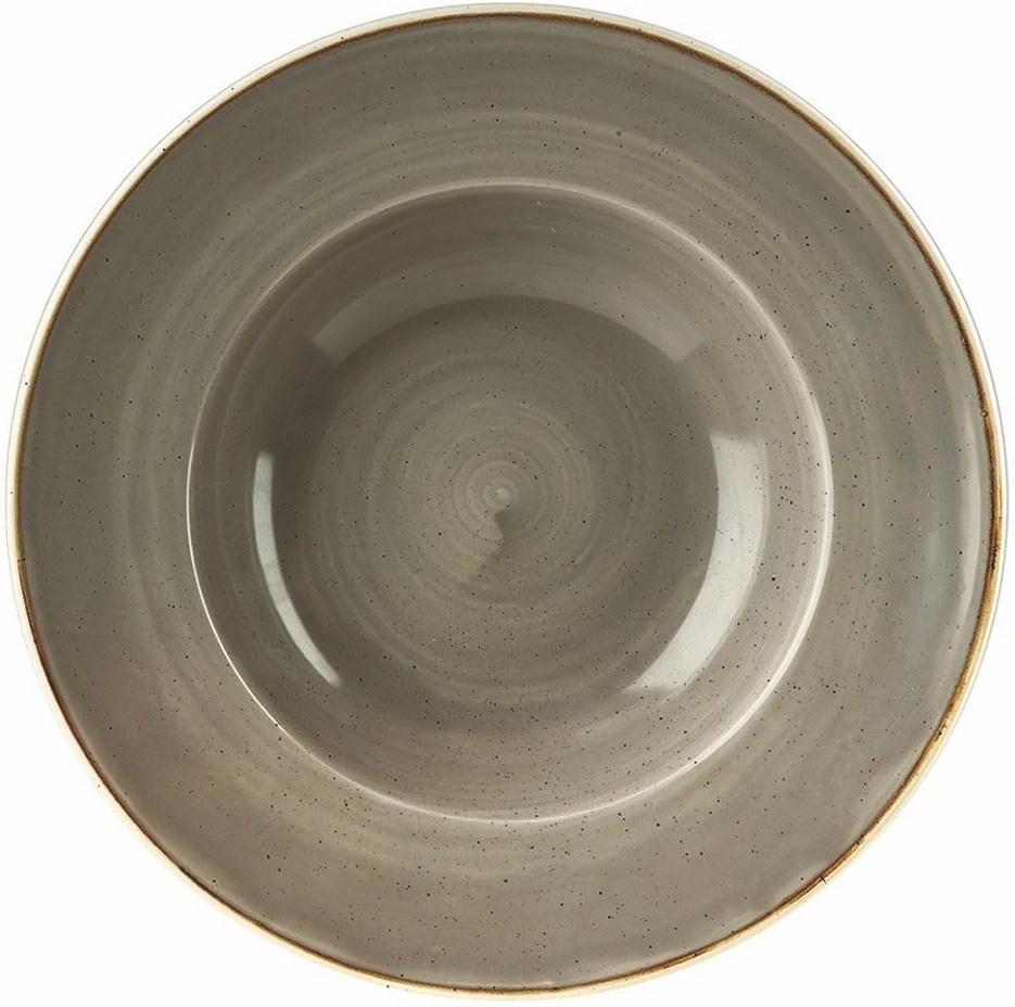Churchill - 9.5" Super Vitrified Stonecast Peppercorn Grey Wide Rim Bowl, Pack of 12 - SPGSVWBM1