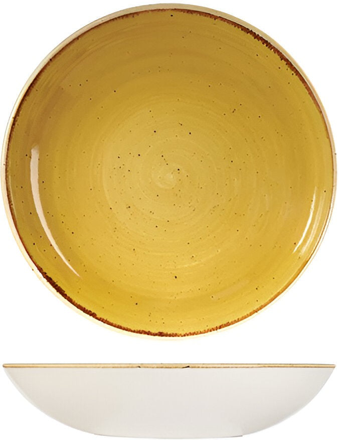 Churchill - 9.75" Super Vitrified Stonecast Mustard Seed Yellow Large Coupe Pasta Bowl, Pack of 12 - SMSSEVB91