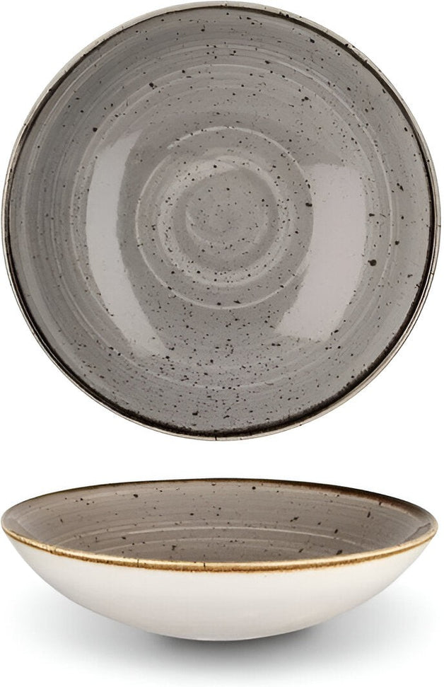 Churchill - 9.75" Super Vitrified Stonecast Peppercorn Grey Large Coupe Pasta, Bowl Pack of 12 - SPGSEVB91