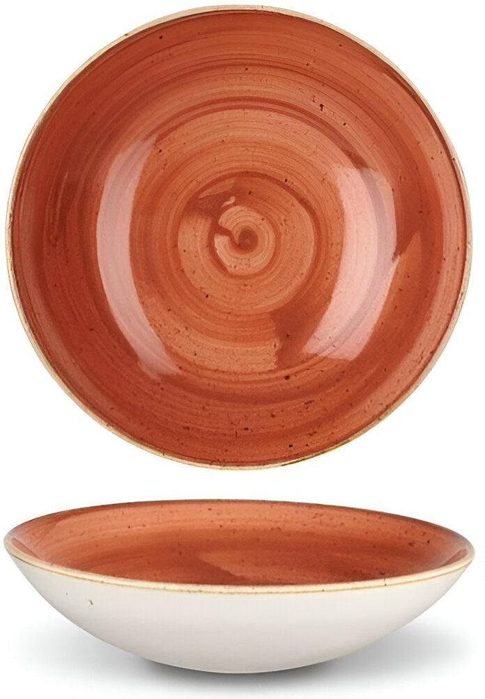 Churchill - 9.75" Super Vitrified Stonecast Spiced Orange Large Coupe Pasta Bowl, Set of 12 - SSOSEVB91