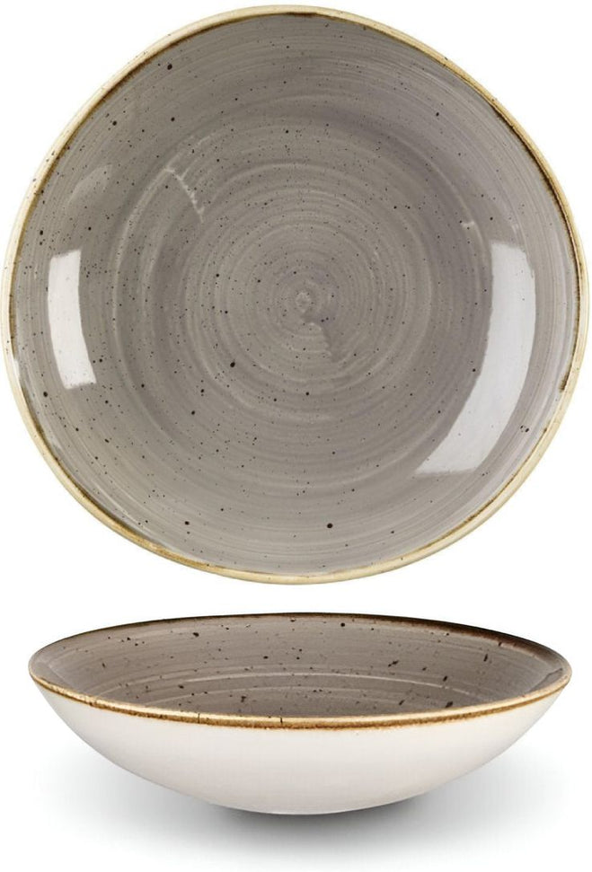 Churchill - 9.9" Super Vitrified Peppercorn Grey Stonecast Bowl, Pack of 12 - SPGSOGB11