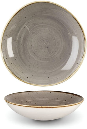 Churchill - 9.9" Super Vitrified Peppercorn Grey Stonecast Bowl Set of 12 - SPGSOGB11
