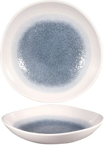 Churchill - 9.9" Super Vitrified Studio Prints Raku Topaz Blue Organic Round Bowl, Pack of 12 - RKTBOGB11