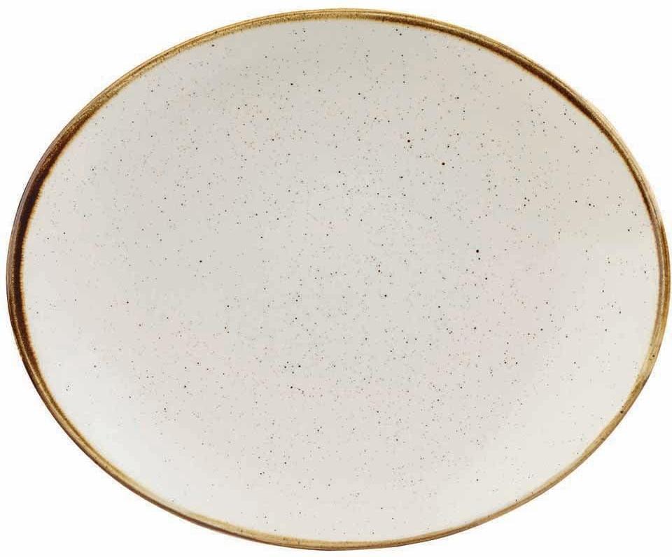 Churchill - Stonecast 7.5" Super Vitrified Barley White Oval Coupe Plate, Pack of 12 - SWHSOP71