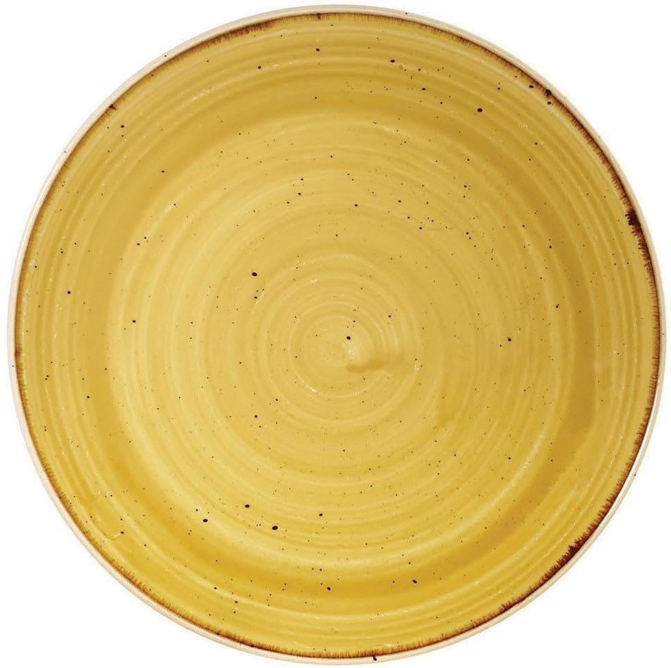 Churchill - Stonecast 8.5" Super Vitrified Mustard Seed Yellow Medium Coupe Plate, Pack of 12 - SMSSEVP81