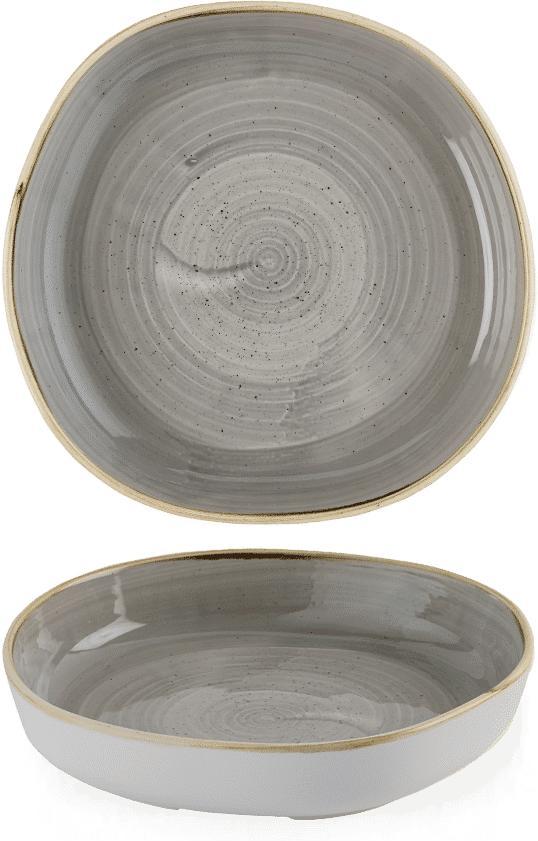 Churchill - Stonecast 9.25" Peppercorn Grey Organic Walled Bowl, Pack of 6 - SPGSWOB21