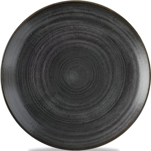 Churchill - Super Vitrified 10.2" Stonecast Raw Black Coupe Plate, Pack of 12 - SRBLEV101