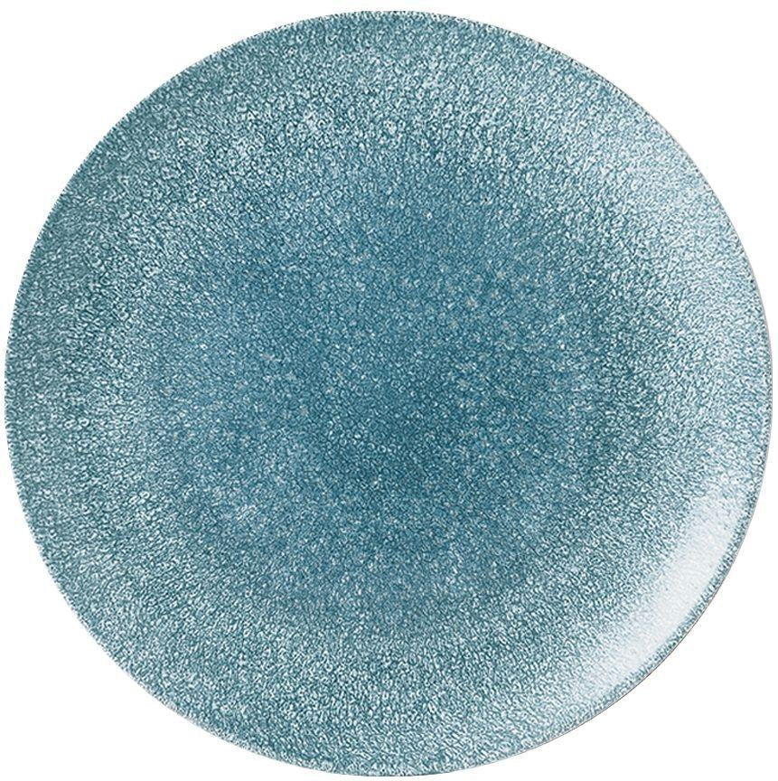 Churchill - Super Vitrified 10.2" Studio Prints Raku Topaz Blue Intermediate Coupe Plate, Pack of 12 - RKTBEV101