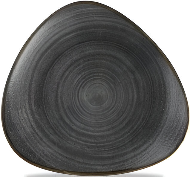 Churchill - Super Vitrified 10.4" Stonecast Raw Black Triangle Plate, Pack of 12 - SRBLTR101