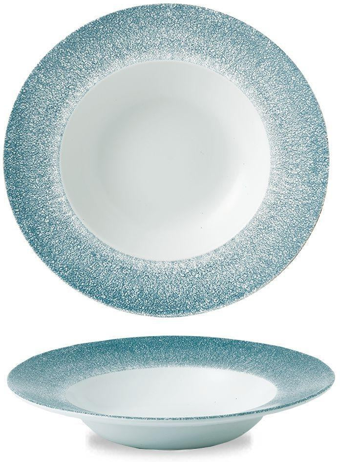 Churchill - Super Vitrified 11" Studio Prints Raku Topaz Blue Wide Rim Bowl, Pack of 12 - RKTBVWBL1