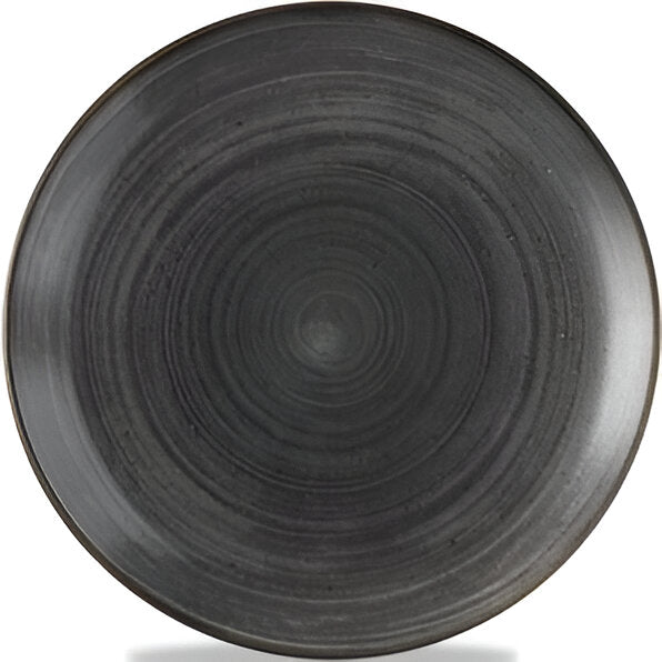 Churchill - Super Vitrified 11.3" Stonecast Raw Black Coupe Plate, Pack of 12 - SRBLEV111