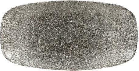 Churchill - Super Vitrified 13.9" x 7.4" Studio Prints Raku Quartz Black Chefs' Oblong Plate, Pack of 6 - RKBQXO141