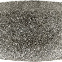 Churchill - Super Vitrified 13.9" x 7.4" Studio Prints Raku Quartz Black Chefs' Oblong Plate, Pack of 6 - RKBQXO141