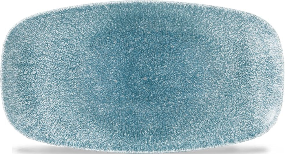Churchill - Super Vitrified 13.9" x 7.4" Studio Prints Raku Topaz Blue Chefs' Oblong Plate, Pack of 6 - RKTBXO141