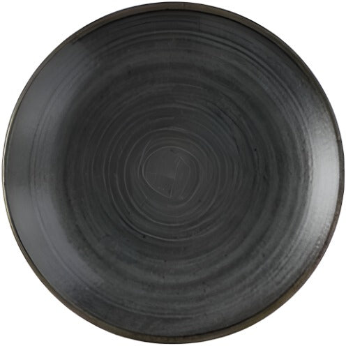 Churchill - Super Vitrified 6.4" Stonecast Raw Black Coupe Plate, Pack of 12 - SRBLEVP61