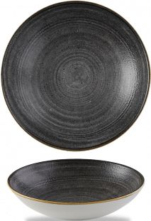 Churchill - Super Vitrified 7.1" Stonecast Raw Black Coupe Bowl, Pack of 12 - SRBLEVB71