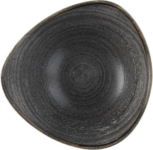 Churchill - Super Vitrified 7.2" Stonecast Raw Black Triangle Bowl, Pack of 12 - SRBLTRB71