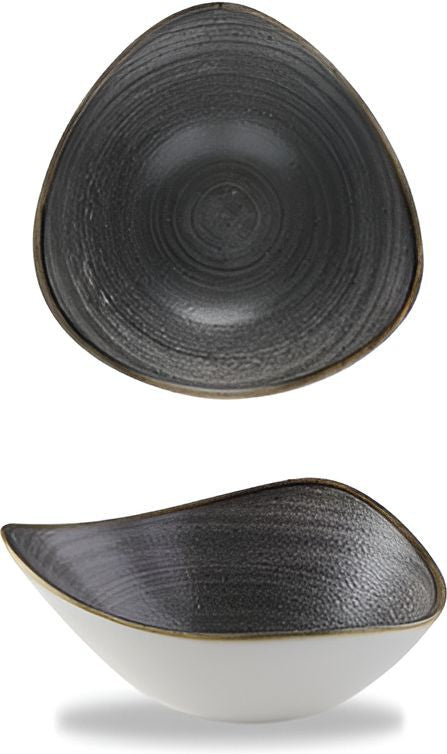Churchill - Super Vitrified 7.2" Stonecast Raw Black Triangle Bowl, Pack of 12 - SRBLTRB71