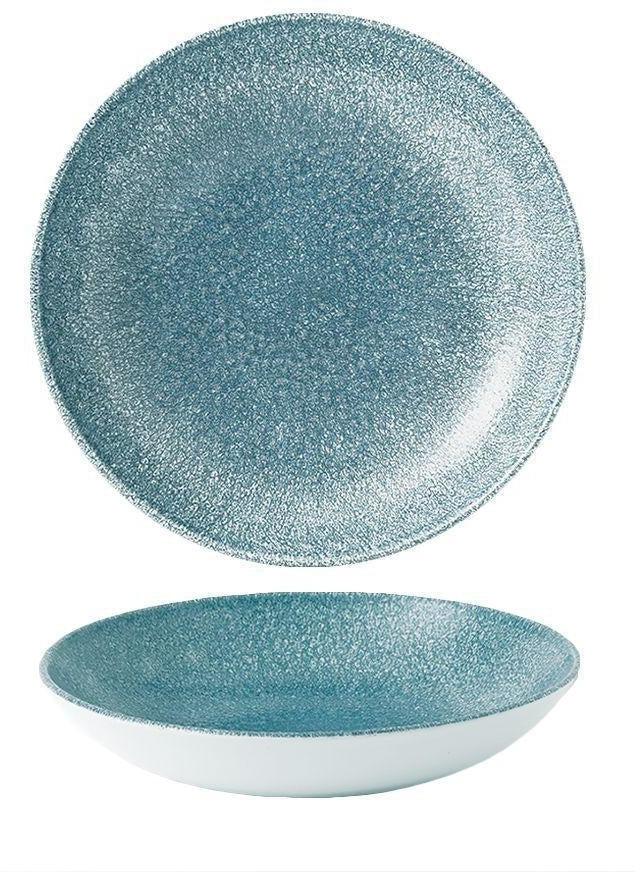Churchill - Super Vitrified 7.25" Studio Prints Raku Topaz Blue Small Coupe Bowl, Pack of 12 - RKTBEVB71