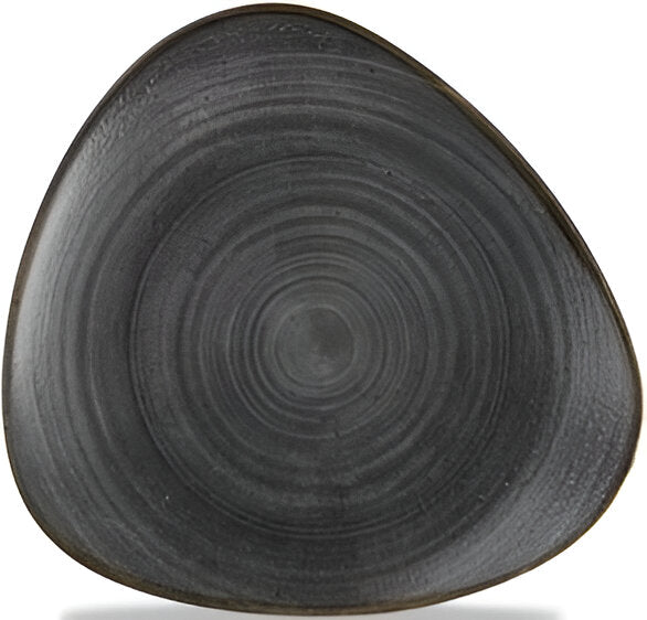 Churchill - Super Vitrified 9" Stonecast Raw Black Triangle Plate, Pack of 12 - SRBLTR91