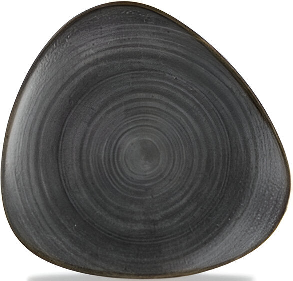 Churchill - Super Vitrified 9" Stonecast Raw Black Triangle Plate, Set of 12 - SRBLTR91