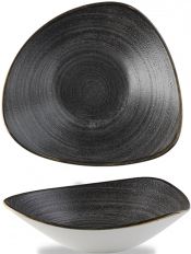 Churchill - Super Vitrified 9.2" Stonecast Raw Black Triangle Bowl, Pack of 12 - SRBLTRB91
