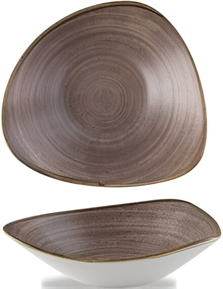 Churchill - Super Vitrified 9.2" Stonecast Raw Brown Triangle Bowl, Pack of 12 - SRBRTRB91