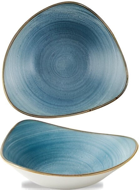 Churchill - Super Vitrified 9.2" Stonecast Raw Teal Triangle Bowl, Pack of 12 - SRBETRB91