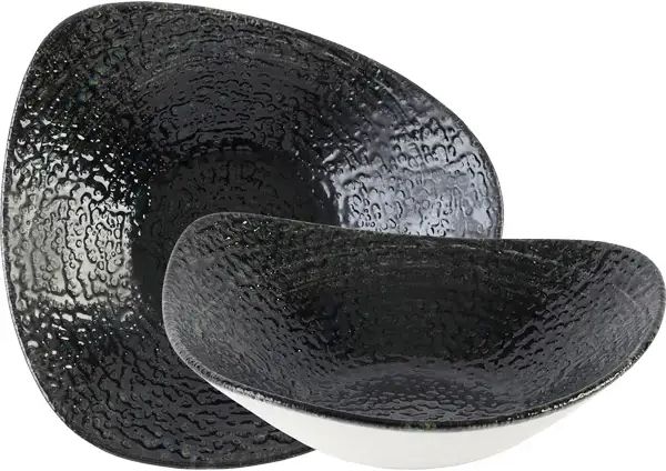 Churchill - Super Vitrified 9.2" Studio Prints Homespun Chroma Carbon Triangle Bowl, Pack of 12 - HCBKTRB91